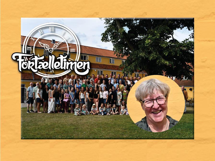 Foto af årets højskolehold med lille portræt af Inge Bjerre